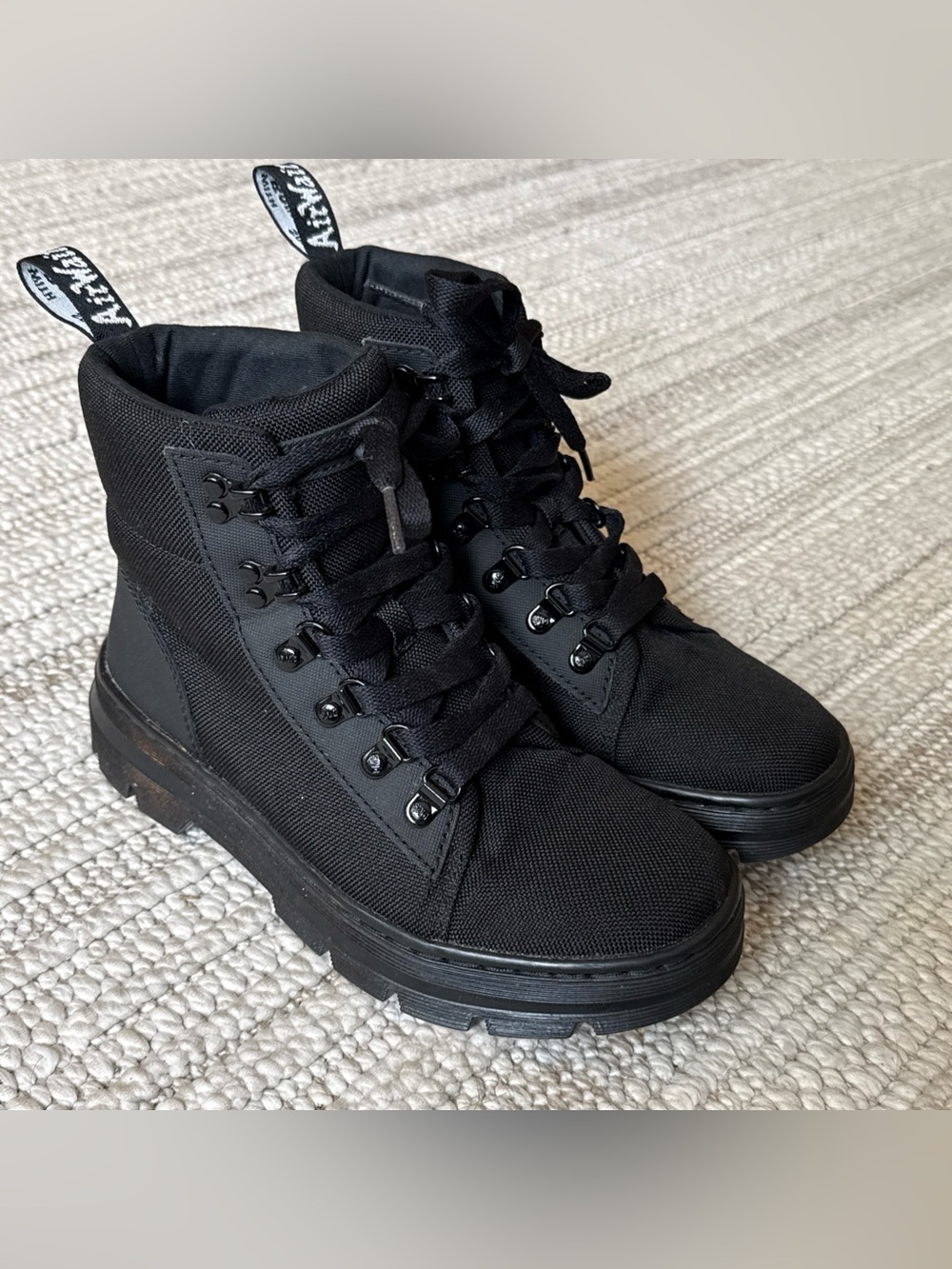 Dr. Martens Combs Combat Boots Women 7 Black Extra Tough Poly Utility Lug Sole